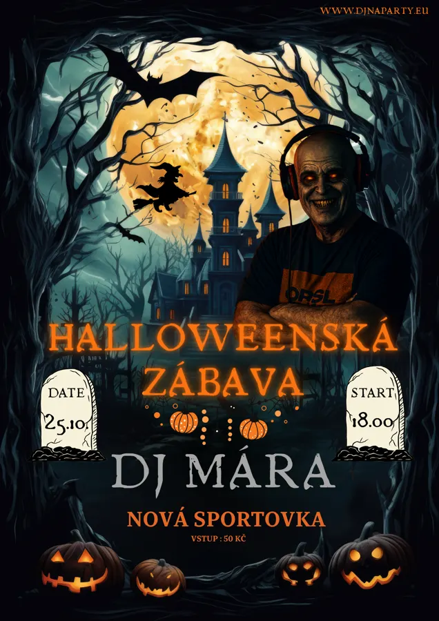 Plakát: Halloweenská zábava, Nová Sportovka